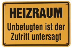 Hinweisschild ‚Heizraum Feuer Verboten‘ – Alu, 20x30 Cm, Gelb/schwarz
